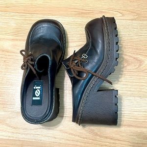 SOLD LEI Brown Platform Clogs